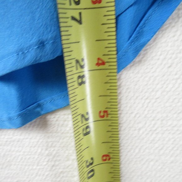 Equipment Bright Blue Silk Blouse Size L Curved Hem - Picture 10 of 12